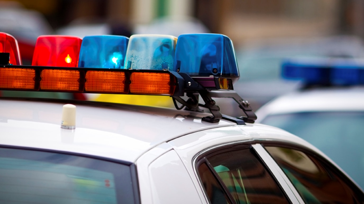 Police car with lights on roof