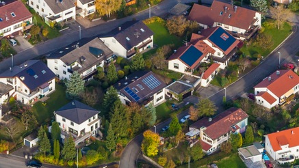 Overhead view of leafy residential district