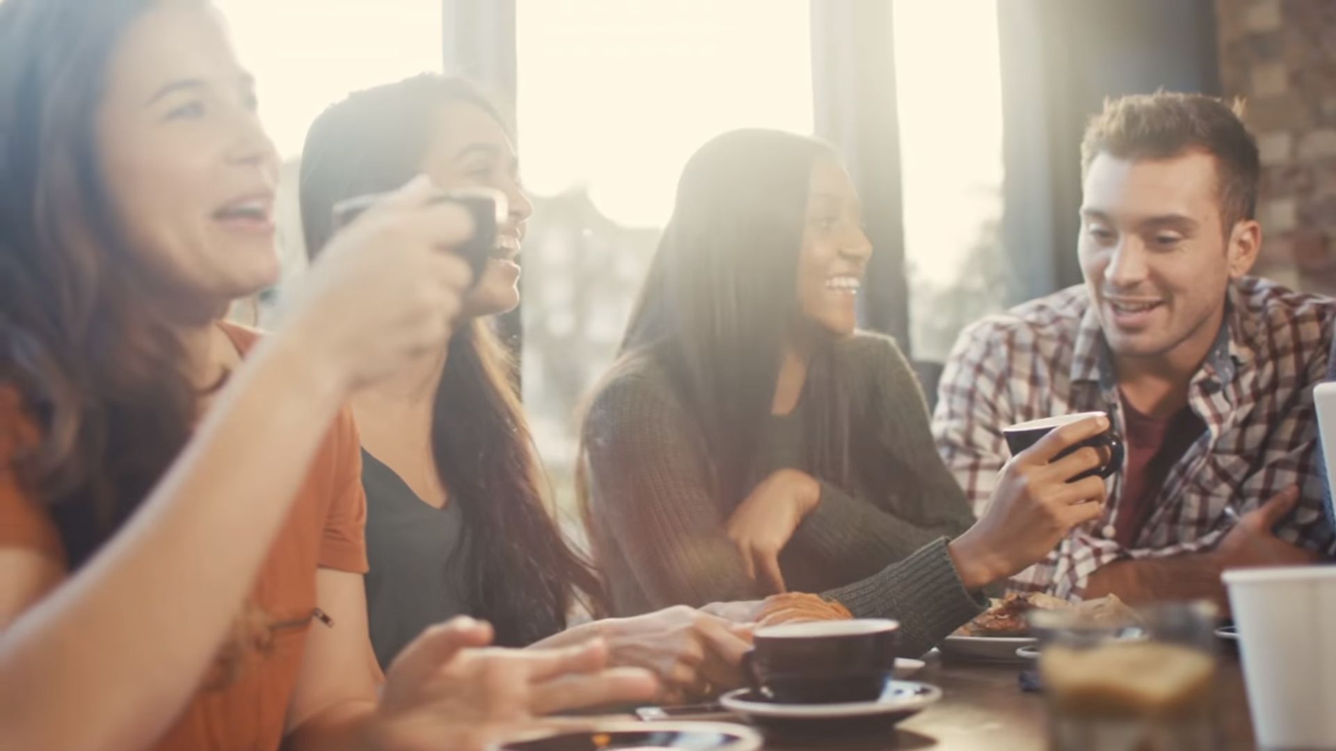 Group of friends at a cafe
