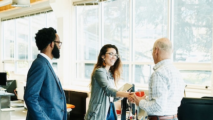 People talking at office
