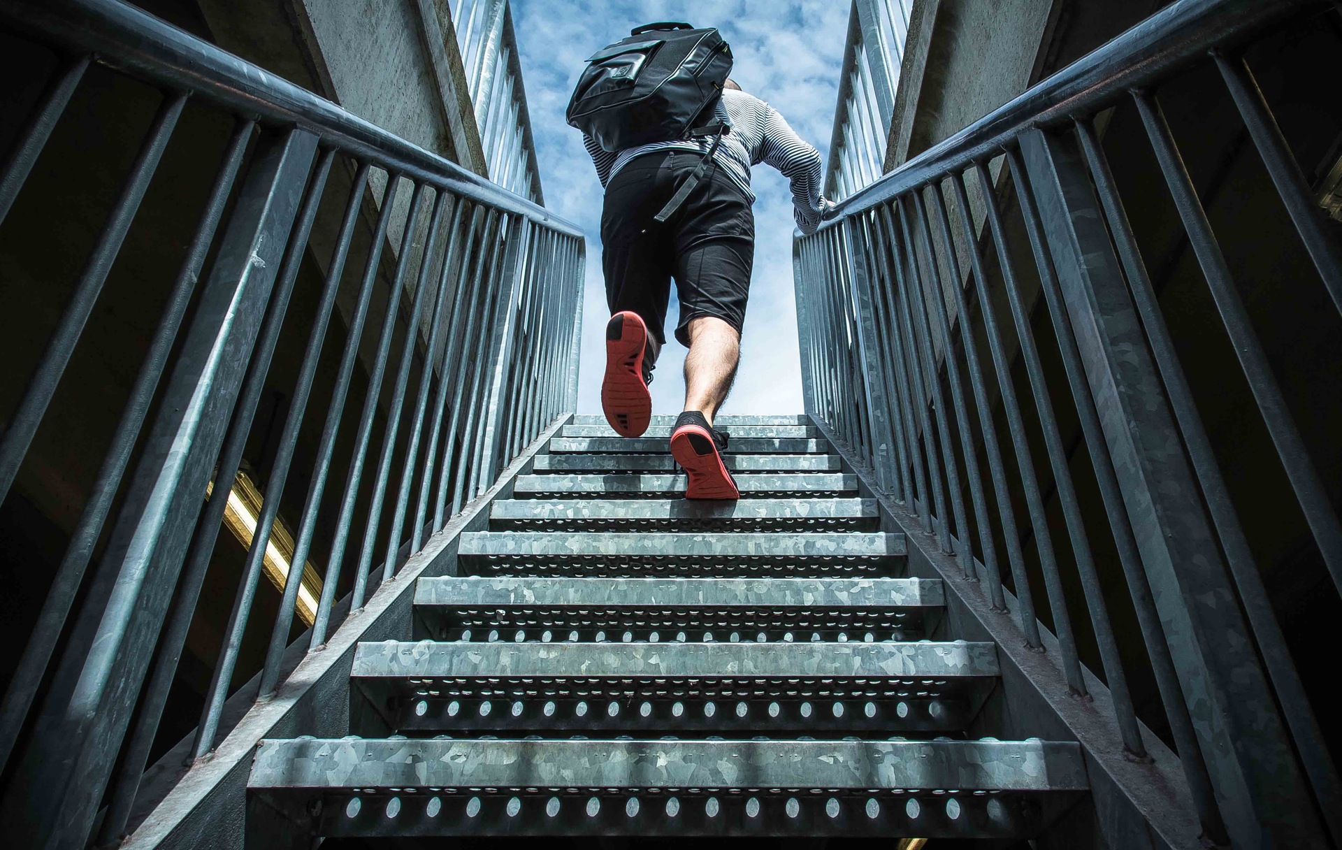 climbing stairs
