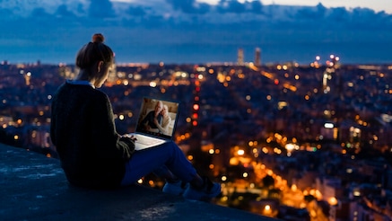 woman working on laptop