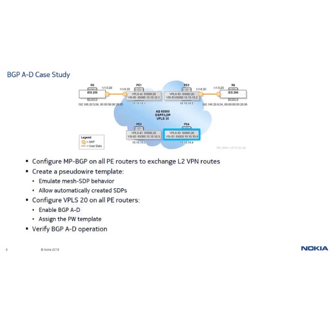 BGP Auto-Discovery (A-D) in a VPLS