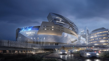 Nokia Tampere stadium at night