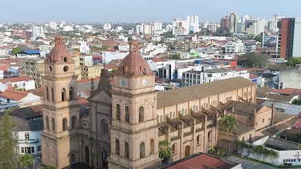 Aerial view of church in Santa Cruz de la Sierra