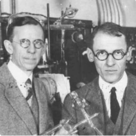 Bell Telephone Laboratories' research scientists Clinton Davisson and Lester Germer