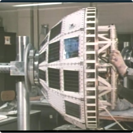 Telstar satellite under construction on laboratory bench