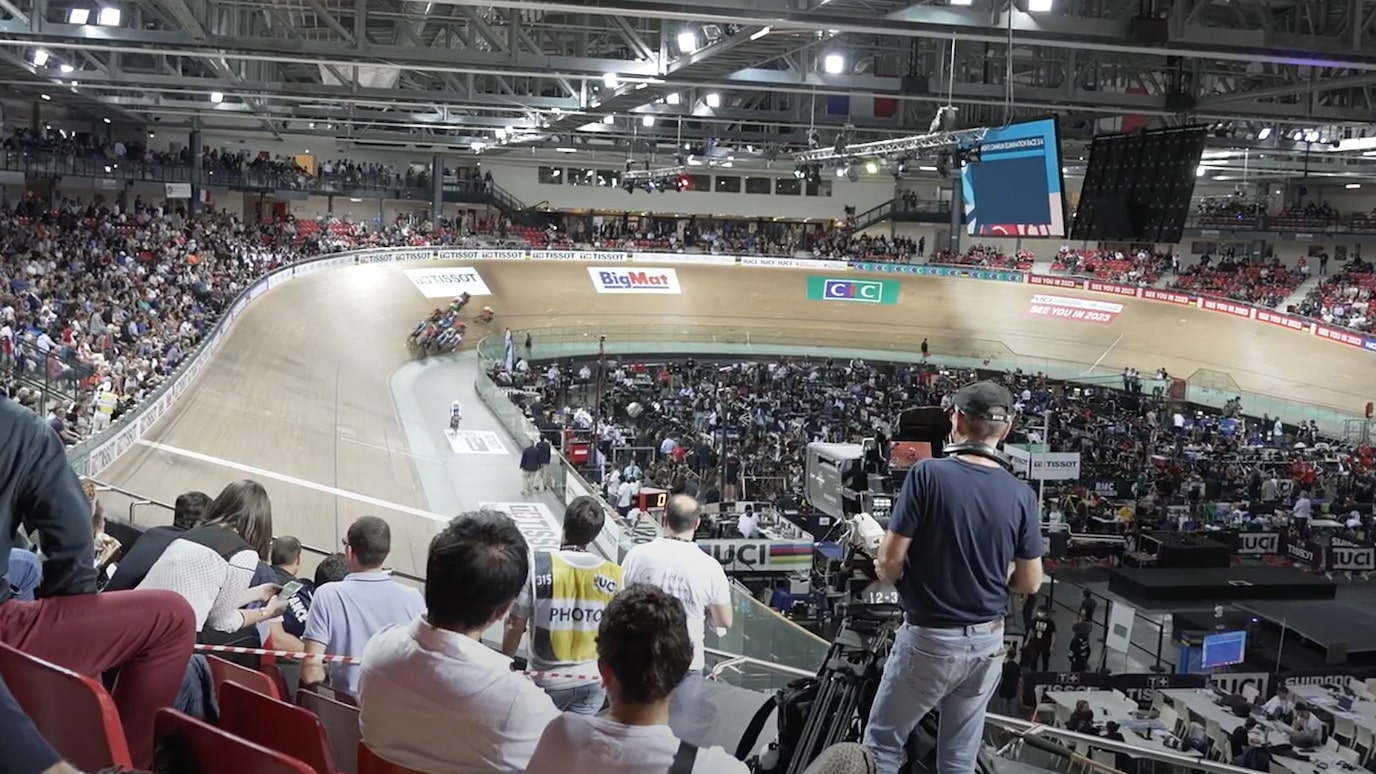 People in the audience at the 2022 Tissot UCI Track World Championship.