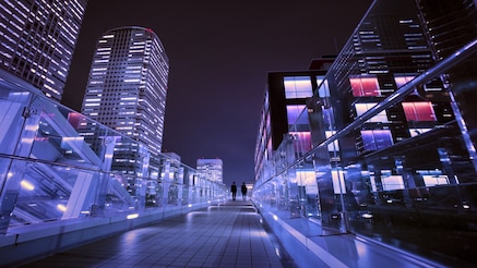 walkway at night