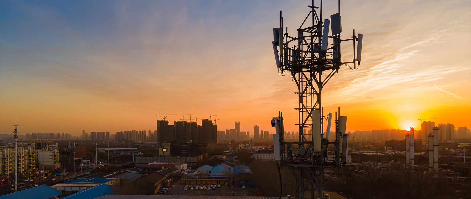 Cellular antennas in a sunset