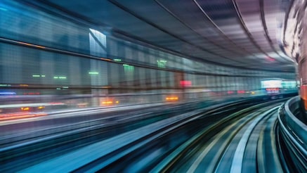 Accelerating bandwidth need illustrated by blurred tunnel from the view of a fast object going through it