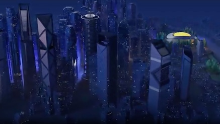 Illustration of skyscrapers at night