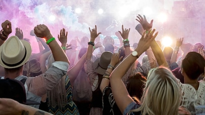 An image of people at a concert.