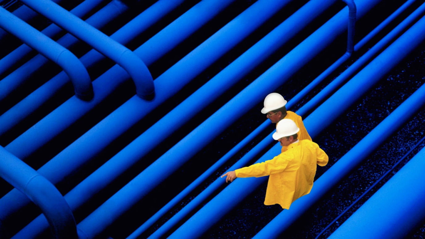 Pipes and workman
