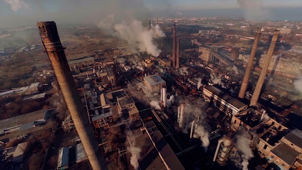 Industrial plant releasing pollution from chimneys