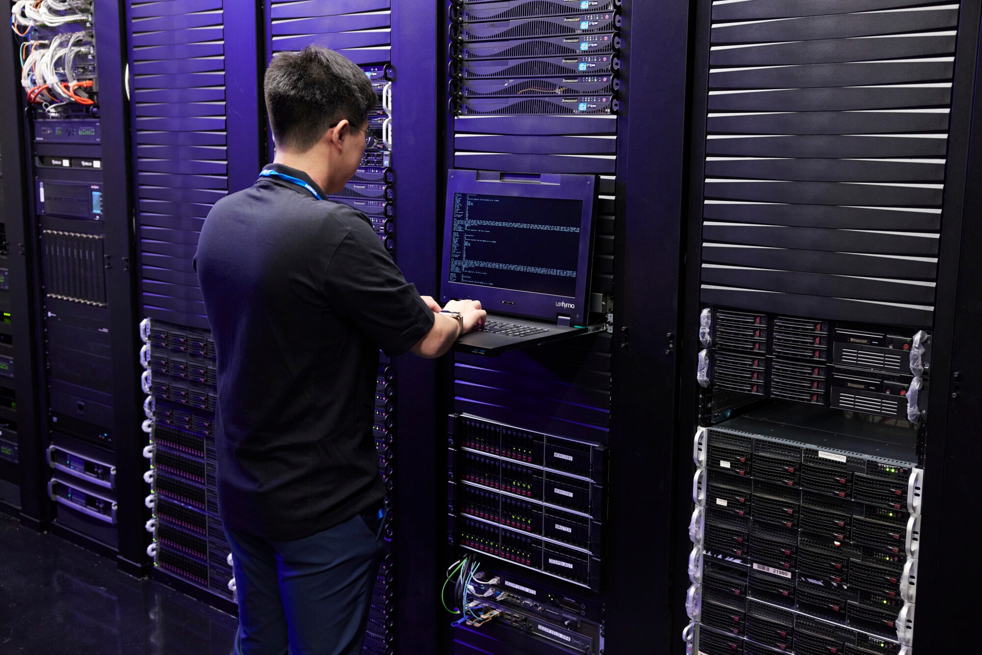 Nokia technicians working on IP routers