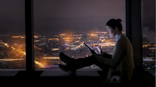 women using table in the night