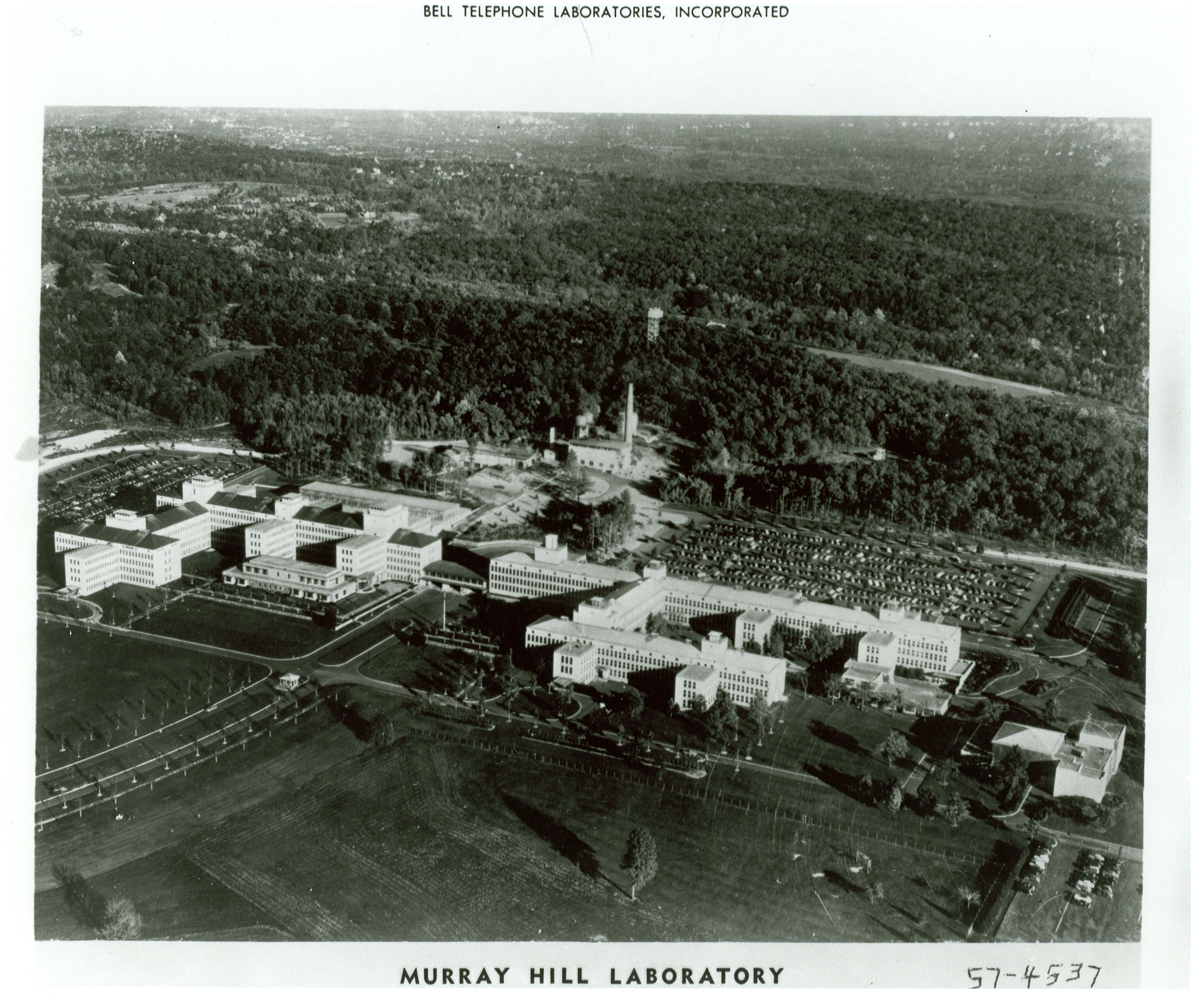 Aerial photo of Bell Labs Murray Hill, New Jersey in 1957