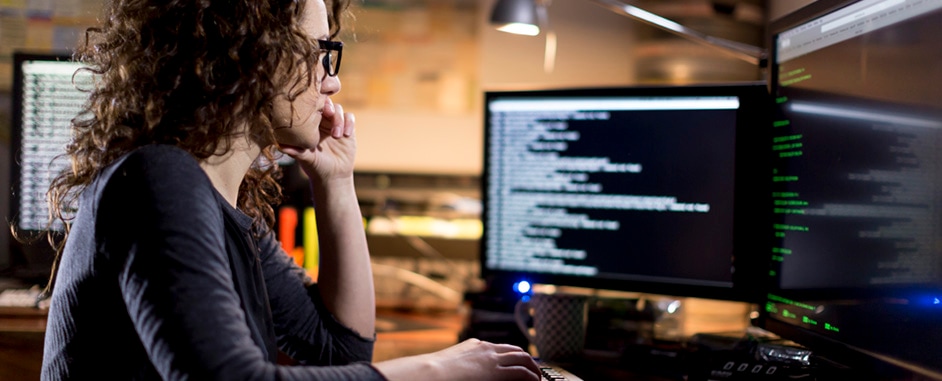 Woman working on a computer