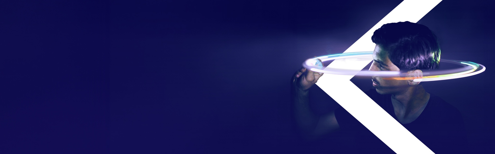 Man creating light circle