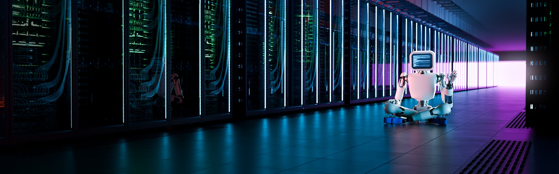 Robot sitting with data center switches