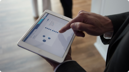 person on tablet