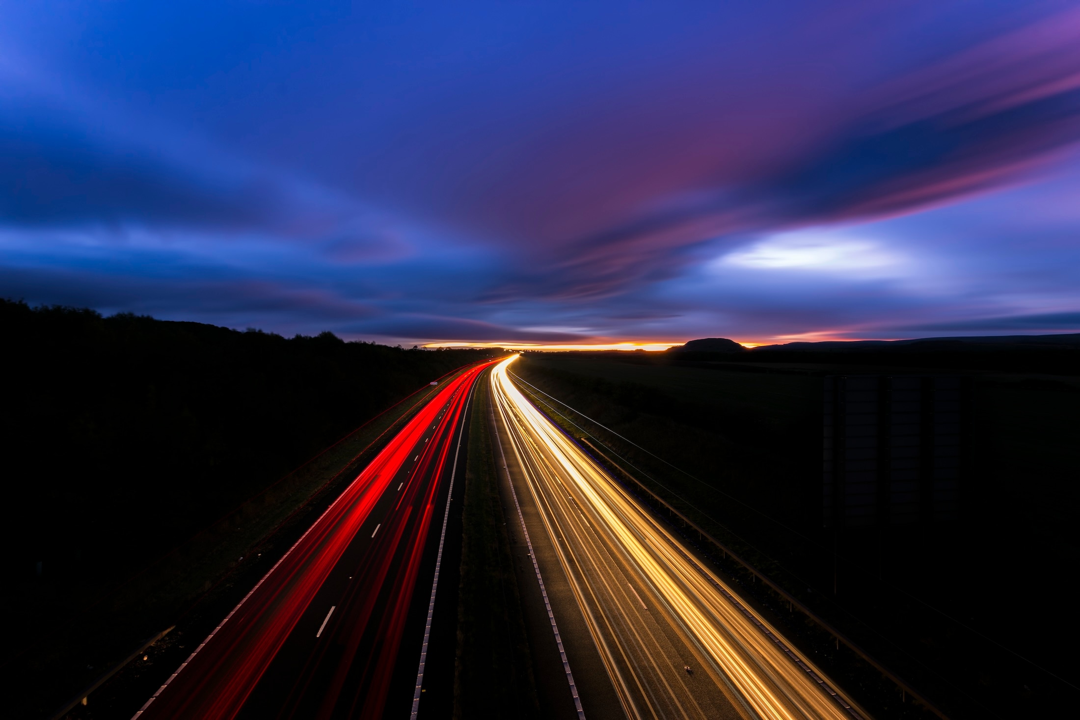 Long exposure traffic line at night