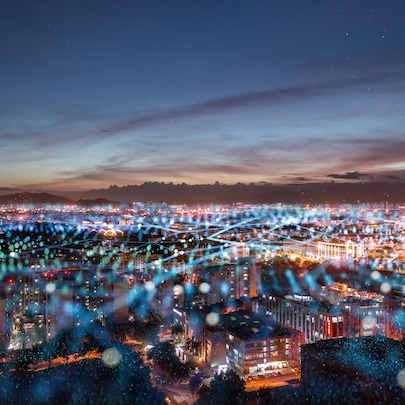 Telecommunication network above city