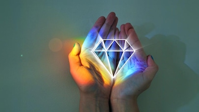 Illustration of diamond sitting in cupped hands