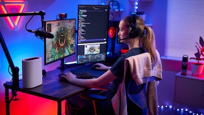 Woman on gaming PC