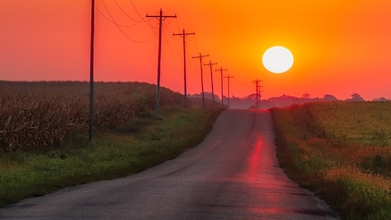 A road during sunset