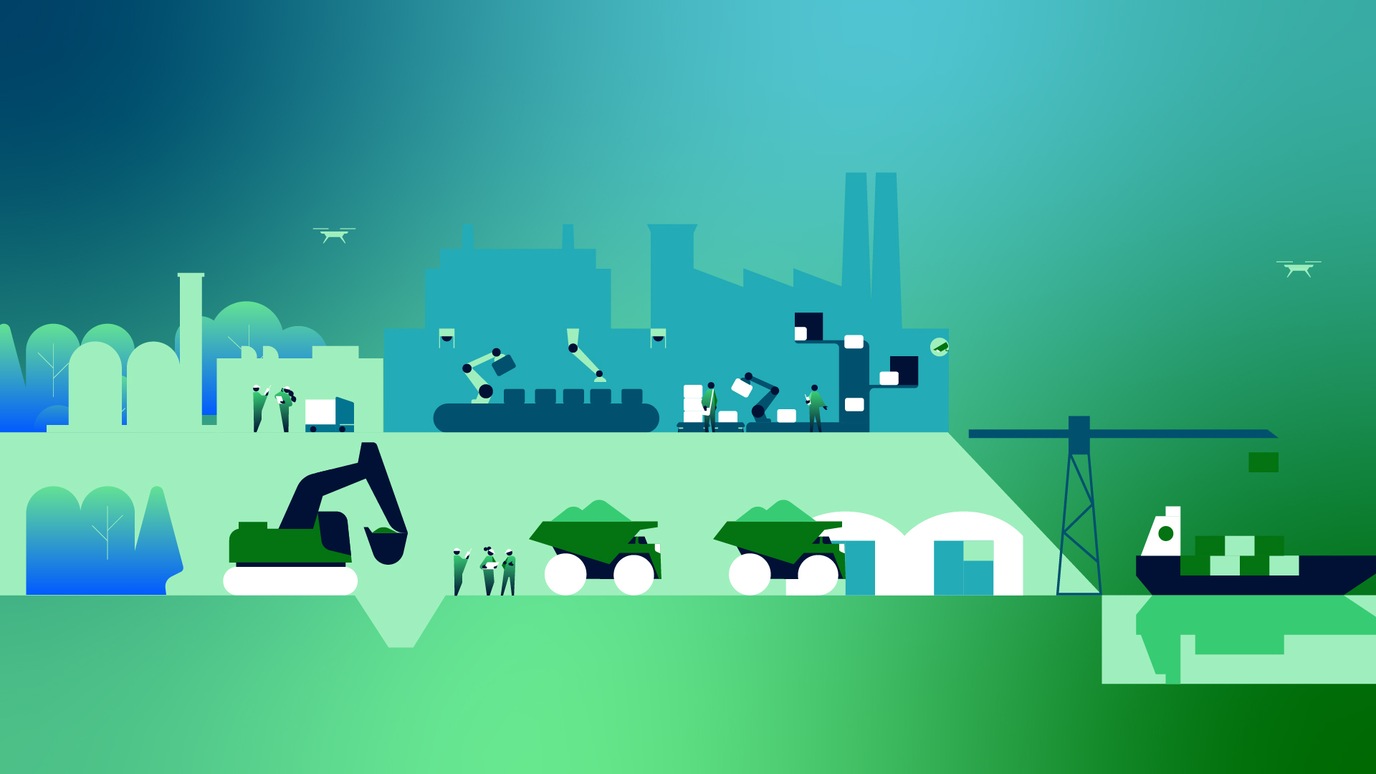 Illustration of industrial scenes