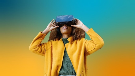 Woman using a VR headset