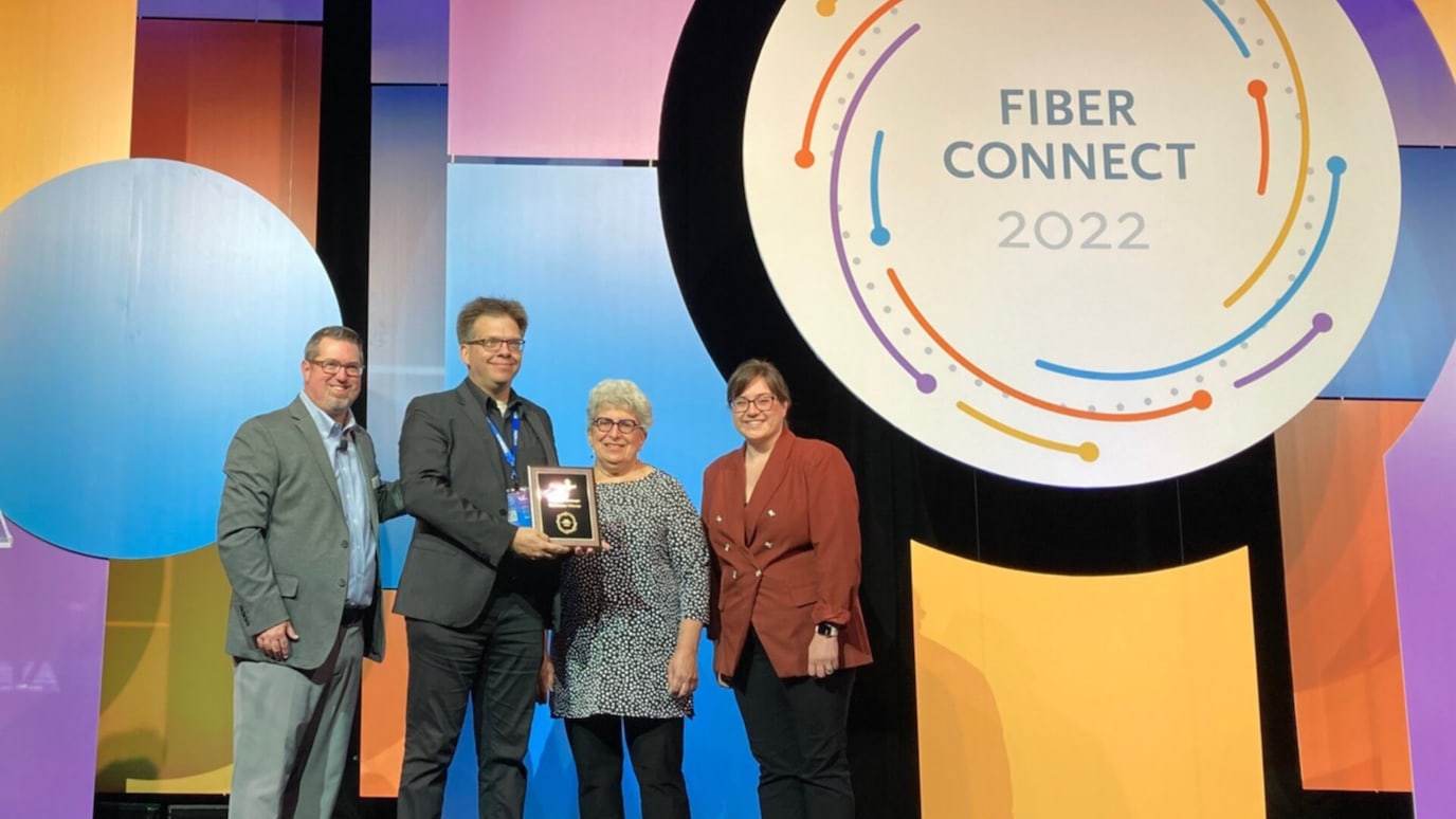 Receiving the Most Innovative award at Fiber Connect 2022
