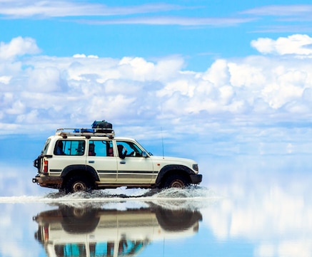 Car driving on water
