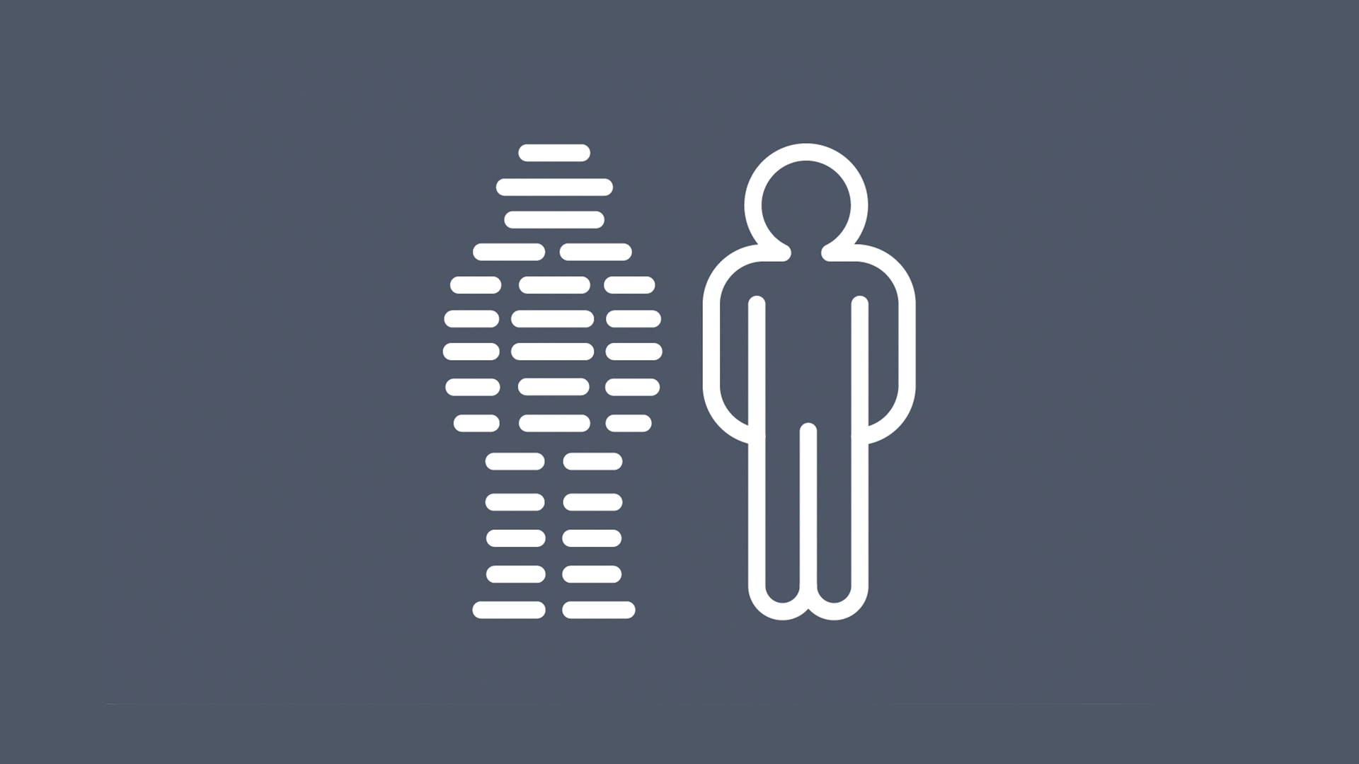 An illustration of two figures. One is holographic and the other is solid-lined