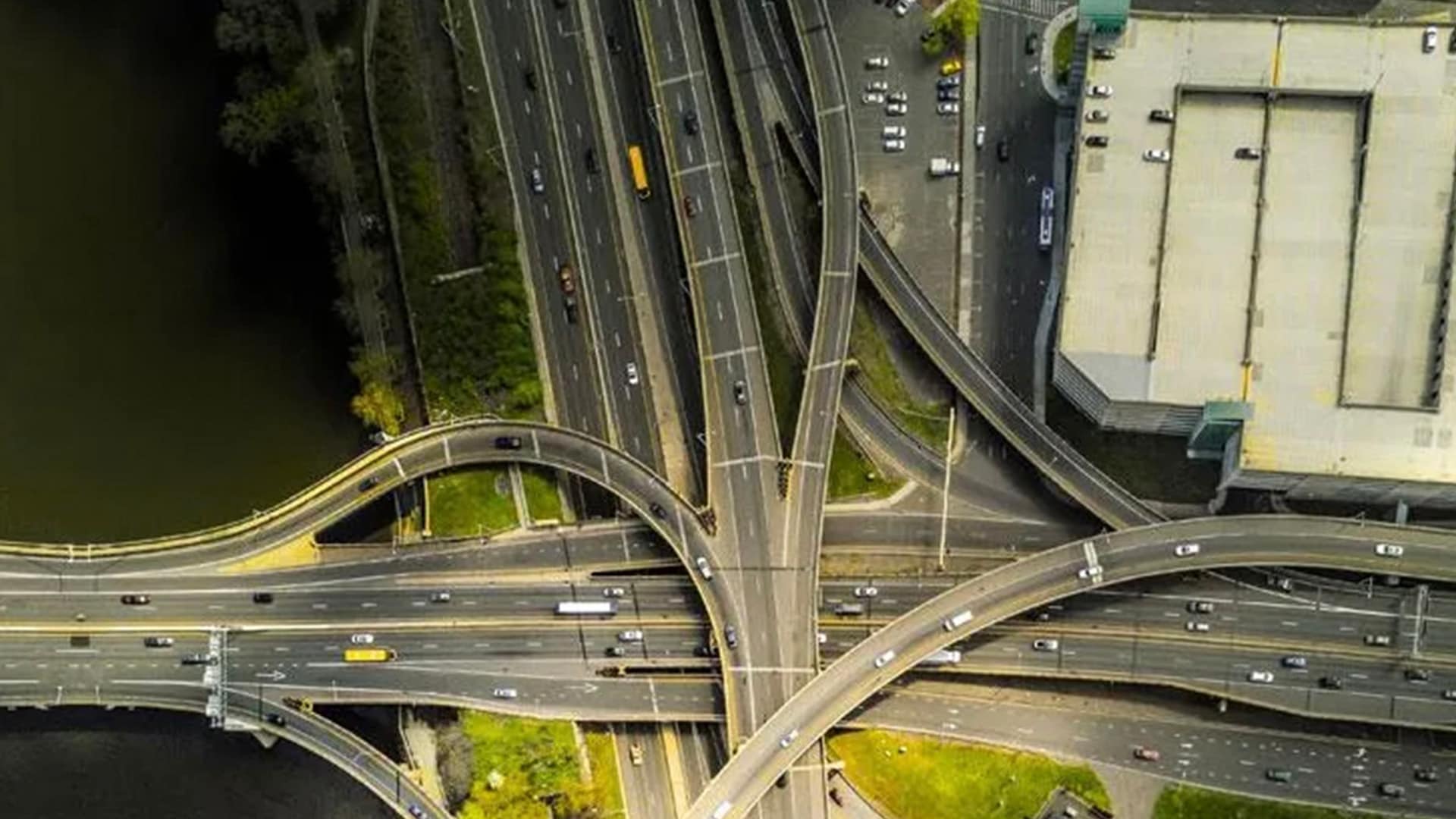 Arial shot of a highway