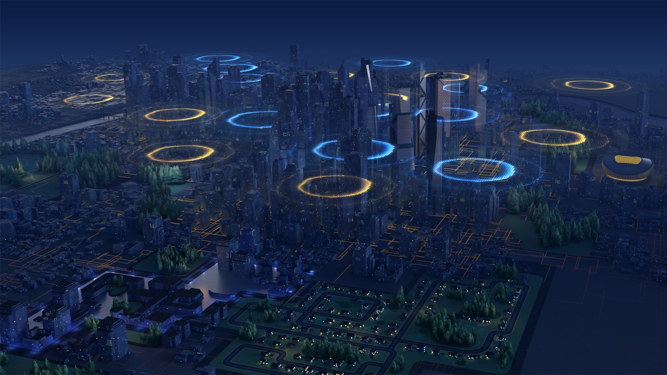 Graphic of city at night