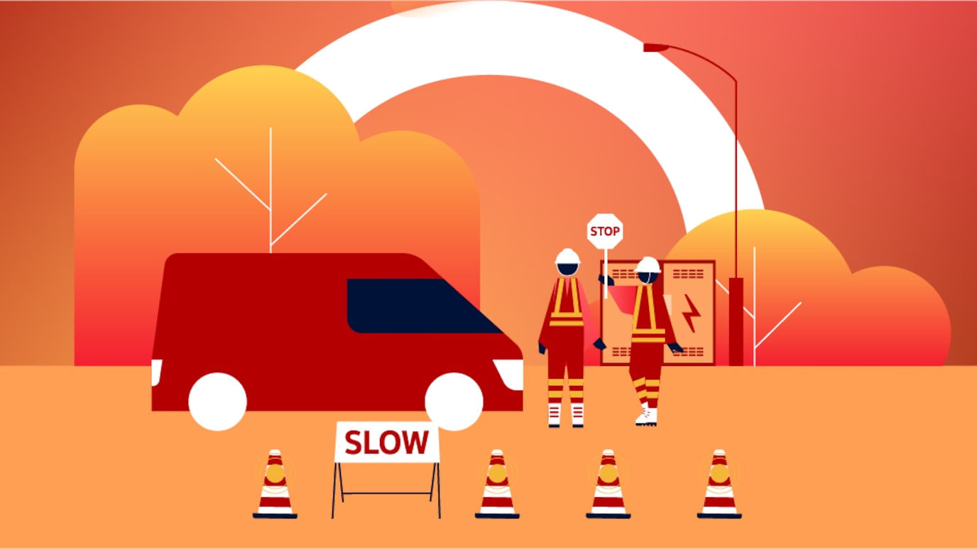 Illustration of workers on street