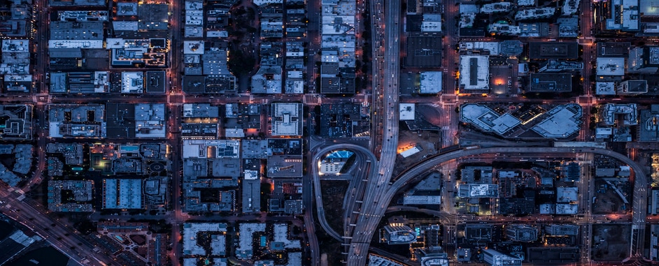 Ariel view of San Francisco, USA at night.
