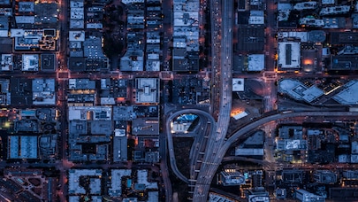 Ariel view of San Francisco, USA at night.