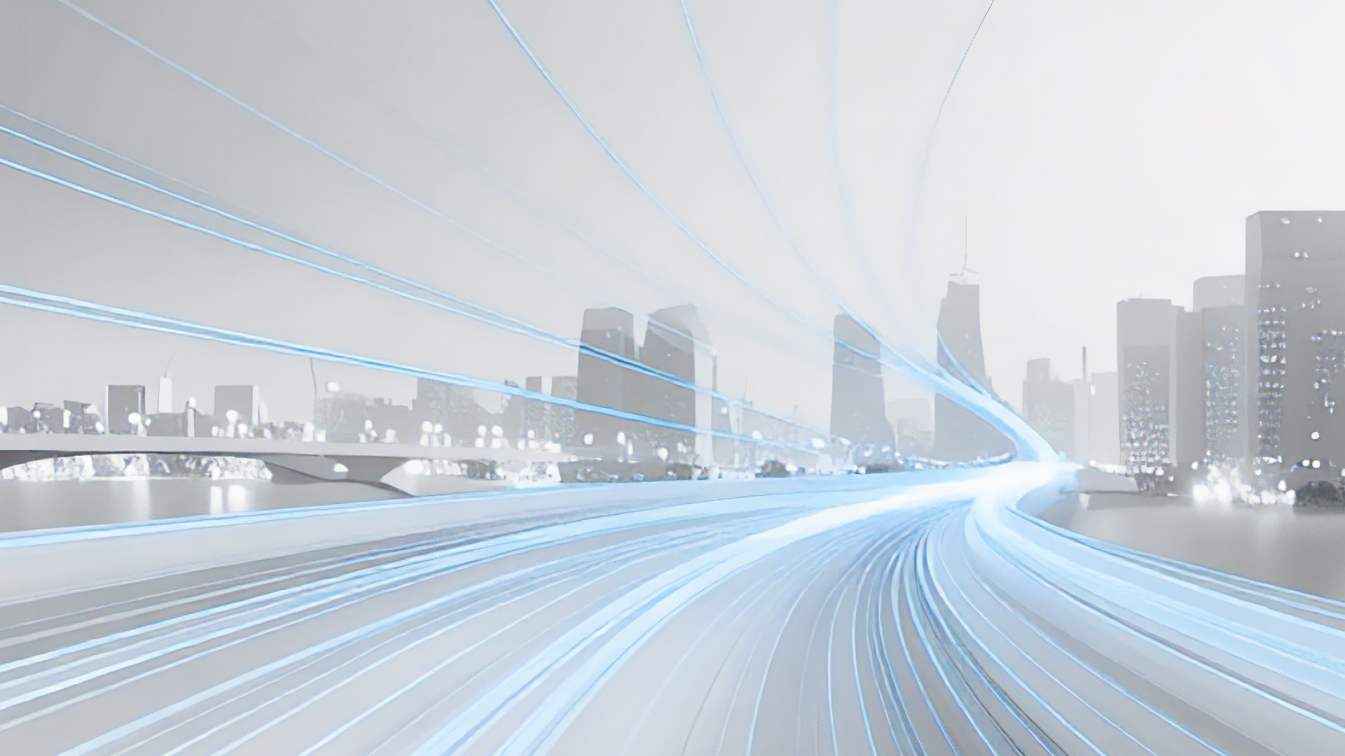 Concept illustration of fiber connection running through city