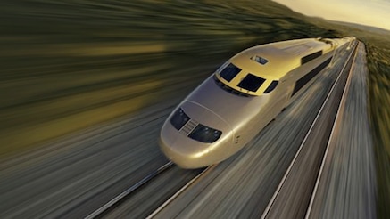 Train speeding along track
