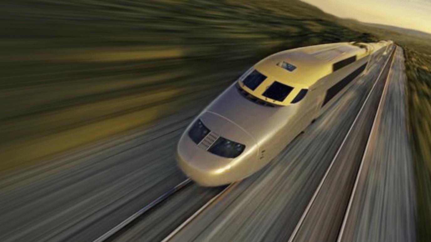 Train speeding along track