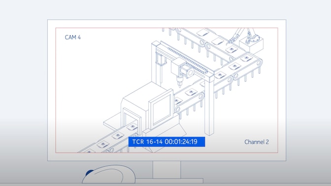 Illustration of robotic arms working on conveyor belt