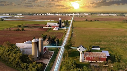 Farms connected by broadband network
