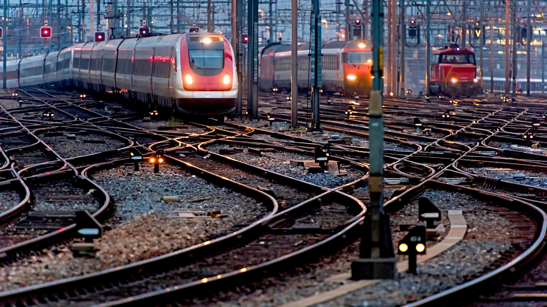 Trains on tracks