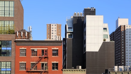 Buildings in city block