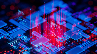 Graphic of illuminated silicon chip