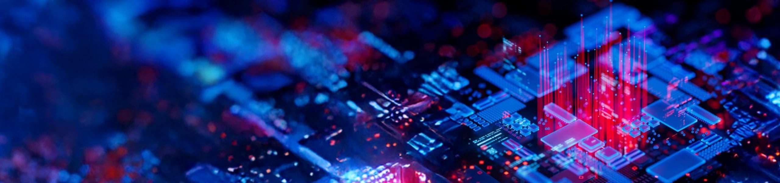Graphic of illuminated silicon chip